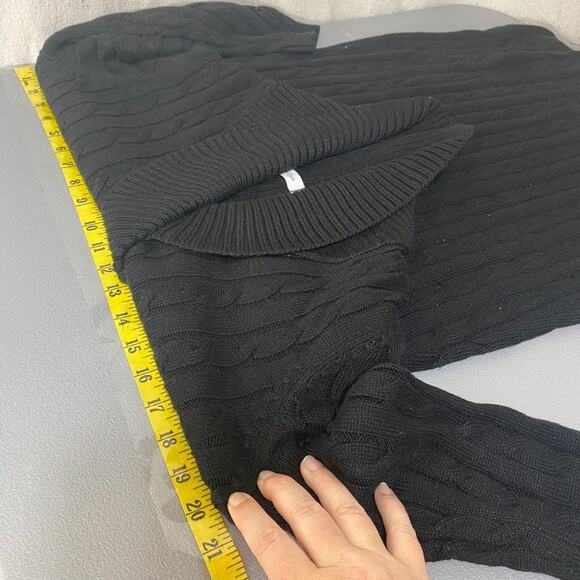 Calvin Klein Womens Cable Knit Sweater Dress Size L Shawl Collar Old Money Black - Picture 7 of 9
